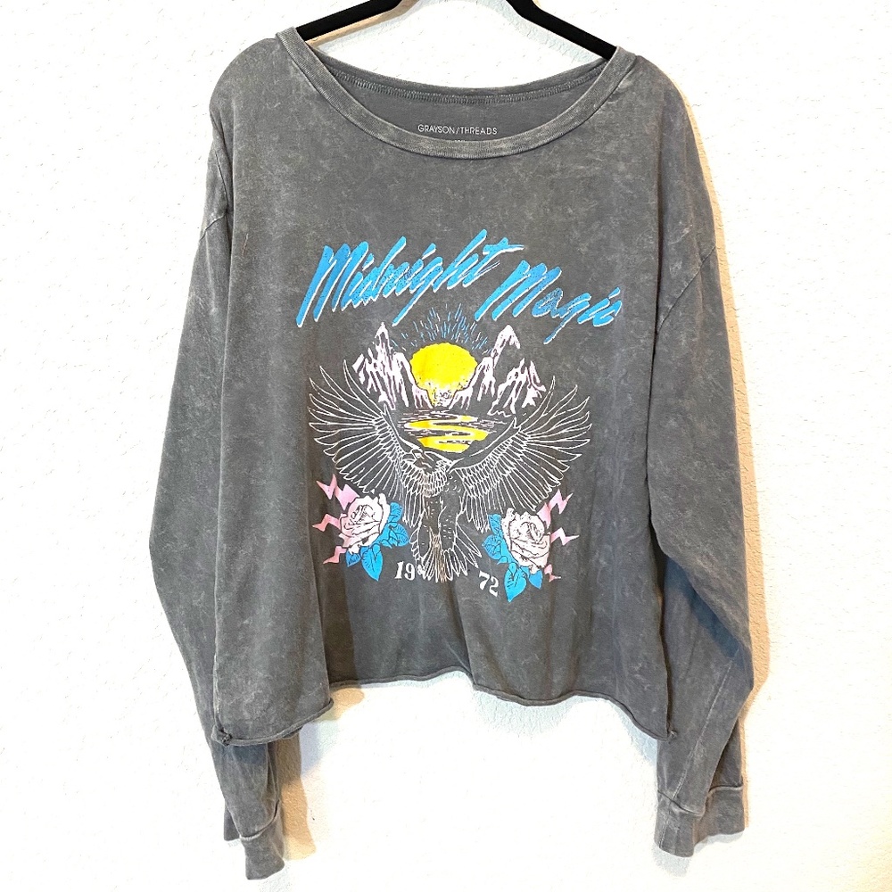 Midnight Magic Long Sleeve Cropped Graphic T-Shirt